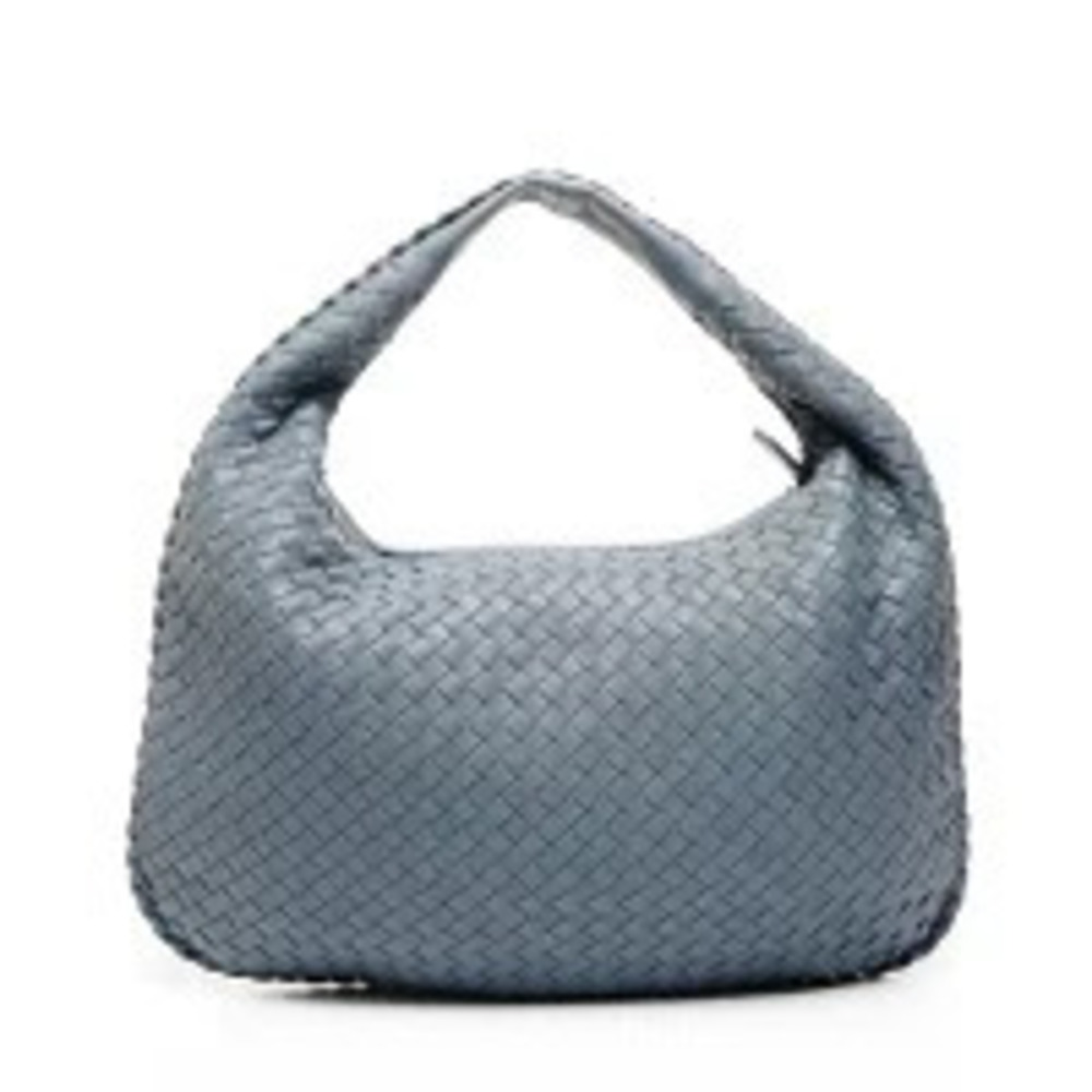 Bottega Veneta Intrecciato Hobo Leather Shoulder Bag Gray